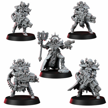 Dark Space Knights Coven Bfg Squad, proxy miniature, 28mm heroic scale unpainted resin