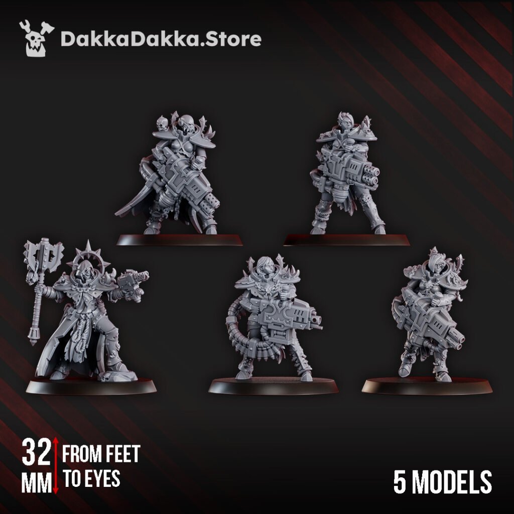 Dark Space Knights Coven Bfg Squad, proxy miniature, 28mm heroic scale unpainted resin, view 2