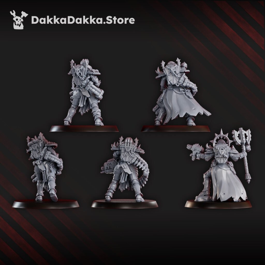 Dark Space Knights Coven Bfg Squad, proxy miniature, 28mm heroic scale unpainted resin, view 3