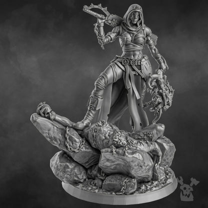 Battle Sisters Executioner, proxy miniature, 28mm heroic scale unpainted resin, view 2
