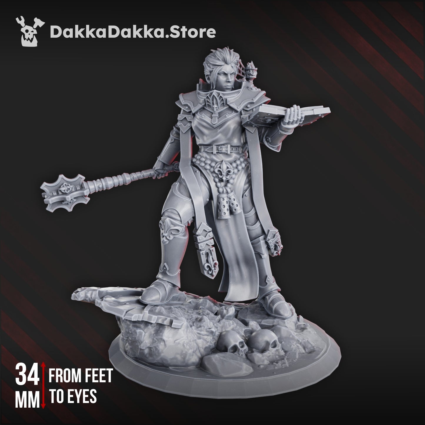 Battle Sisters Hight, proxy miniature, 28mm heroic scale unpainted resin, view 2