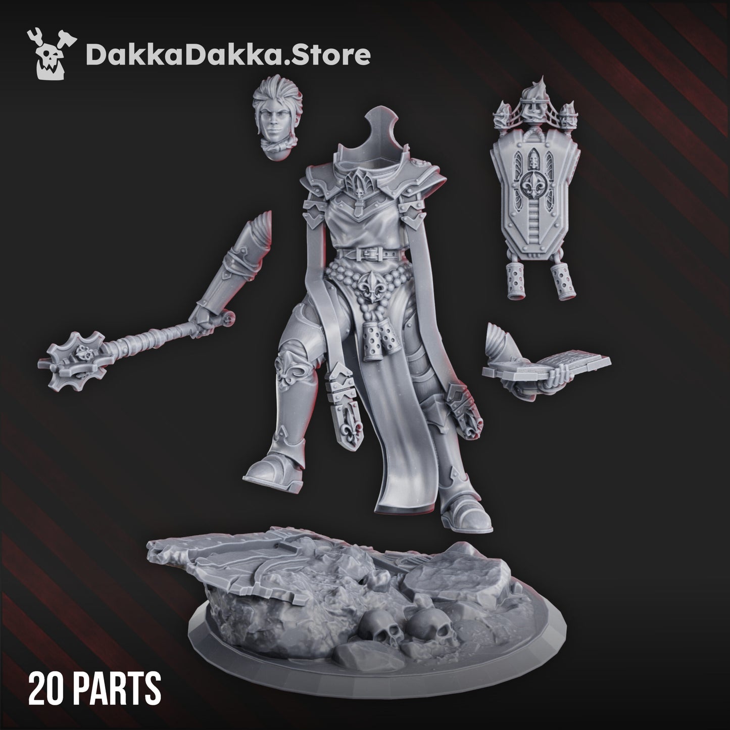 Battle Sisters Hight, proxy miniature, 28mm heroic scale unpainted resin, view 4