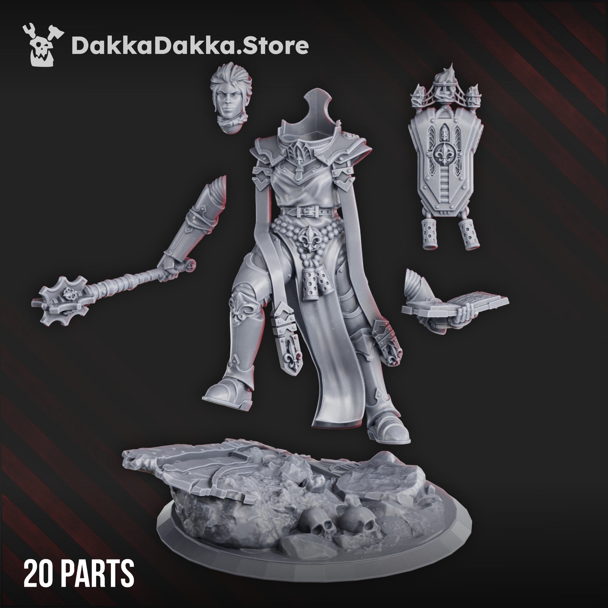 Battle Sisters Hight, proxy miniature, 28mm heroic scale unpainted resin, view 4