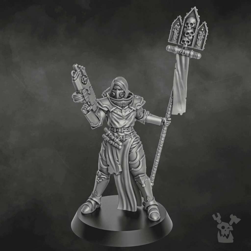 Battle Sisters Novice, proxy miniature, 28mm heroic scale unpainted resin, view 2