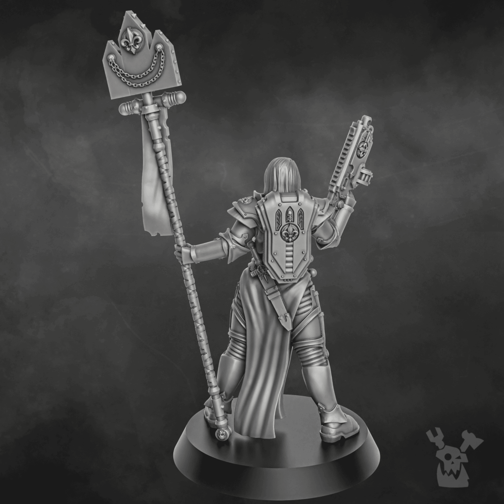 Battle Sisters Novice, proxy miniature, 28mm heroic scale unpainted resin, view 3