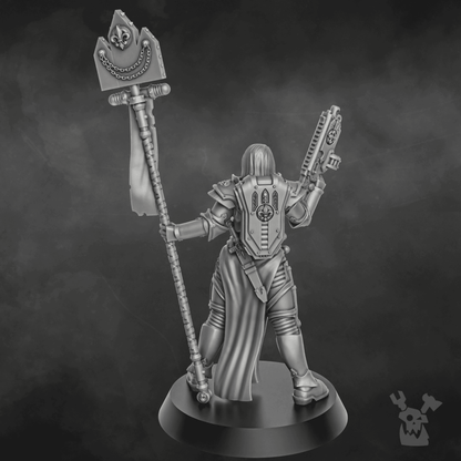 Battle Sisters Novice, proxy miniature, 28mm heroic scale unpainted resin, view 3