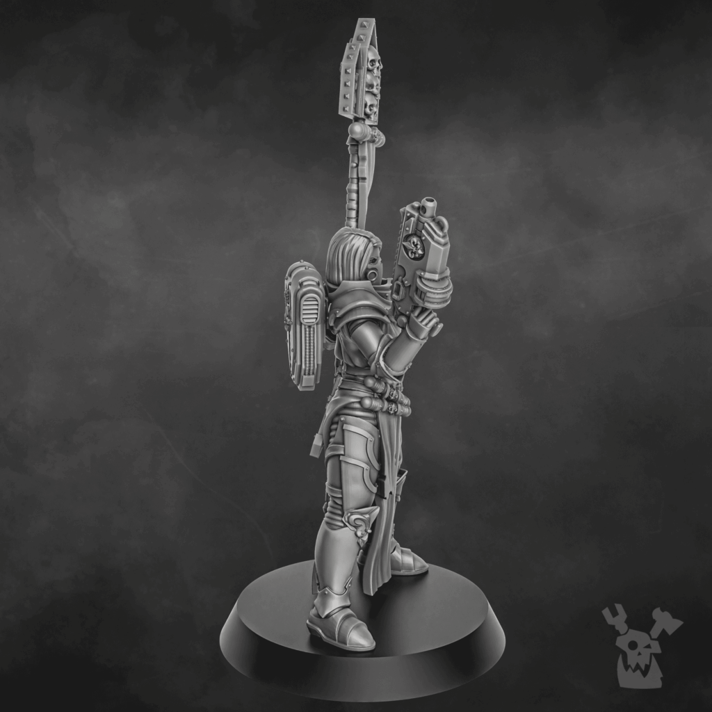 Battle Sisters Novice, proxy miniature, 28mm heroic scale unpainted resin, view 5
