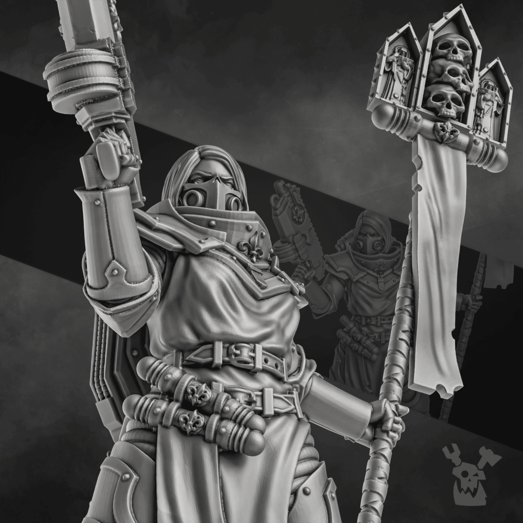 Battle Sisters Novice, proxy miniature, 28mm heroic scale unpainted resin, view 6