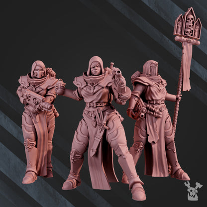 Battle Sisters Novice Squad, proxy miniature, 28mm heroic scale unpainted resin, view 10