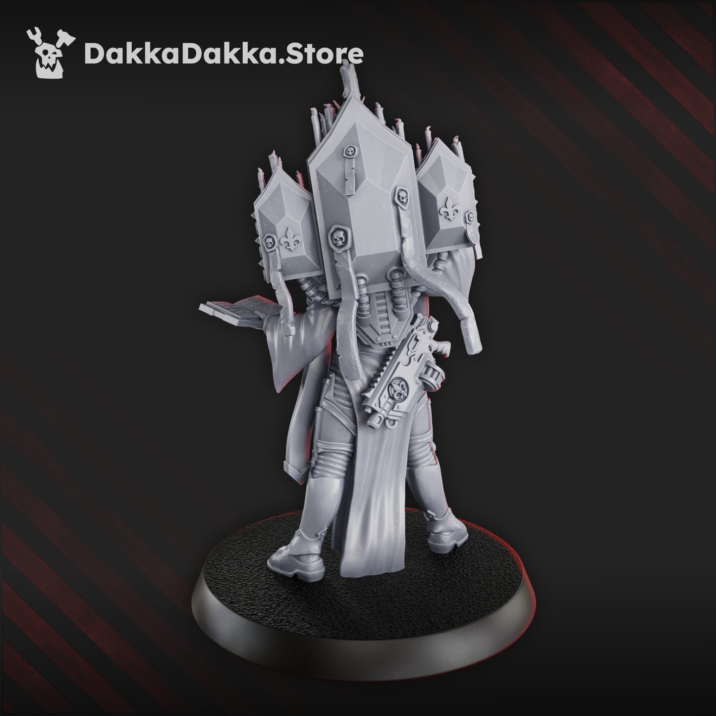 Battle Sisters Speaker, proxy miniature, 28mm heroic scale unpainted resin, view 3