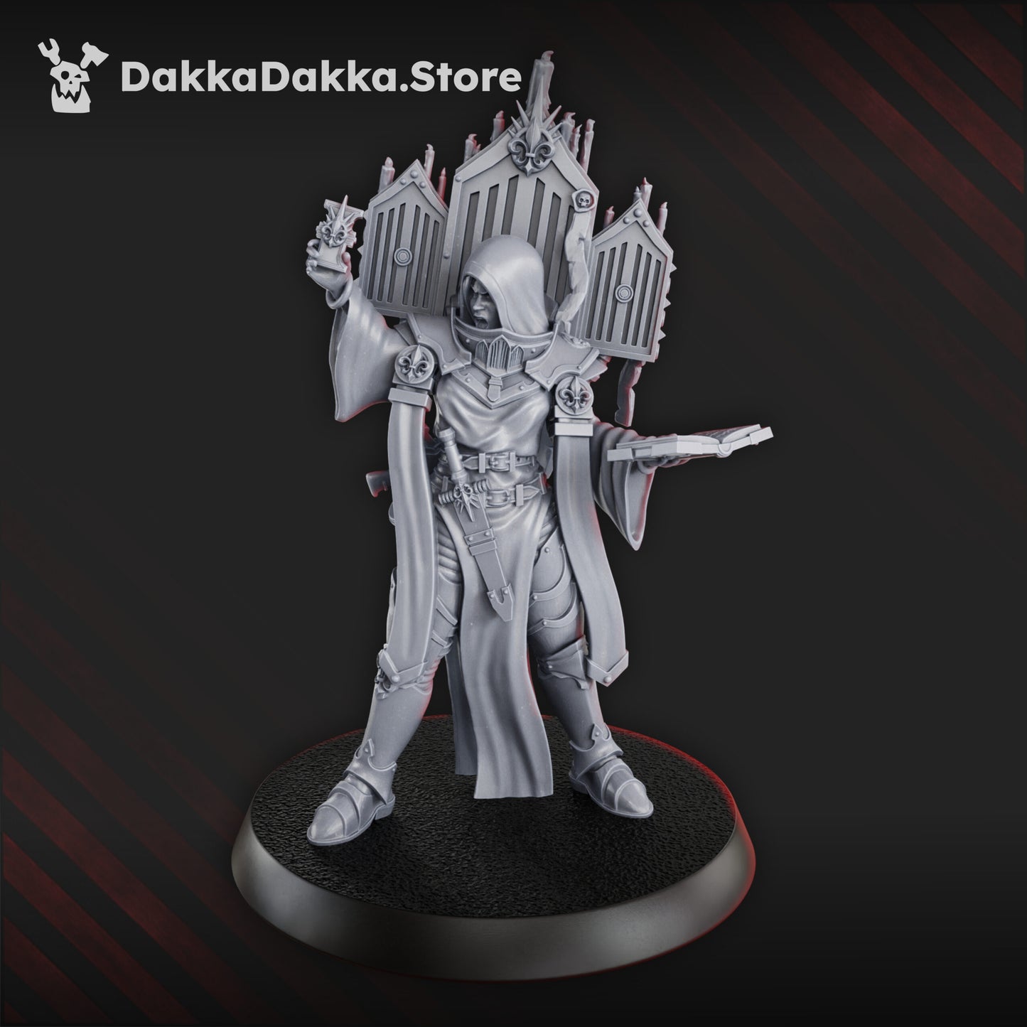 Battle Sisters Speaker, proxy miniature, 28mm heroic scale unpainted resin, view 4