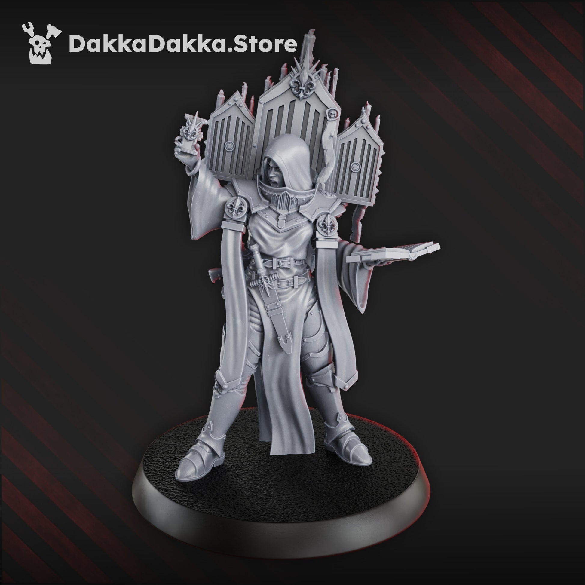 Battle Sisters Speaker, proxy miniature, 28mm heroic scale unpainted resin, view 4