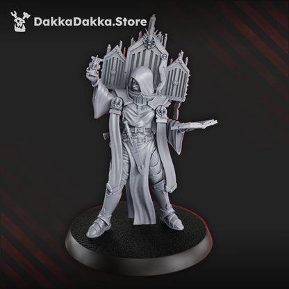 Battle Sisters Speaker, proxy miniature, 28mm heroic scale unpainted resin, view 4
