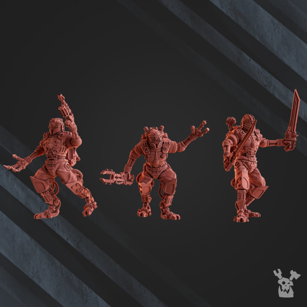 Tech Priests Machine Cult Infiltrators (10 Units), proxy miniature, squad, 28mm heroic scale unpainted resin, view 2