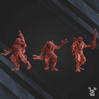 Tech Priests Machine Cult Infiltrators (10 Units), proxy miniature, squad, 28mm heroic scale unpainted resin, view 2