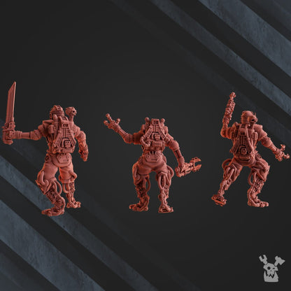 Tech Priests Machine Cult Infiltrators (10 Units), proxy miniature, squad, 28mm heroic scale unpainted resin, view 3