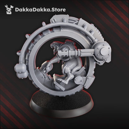 Tech Priests Bikers, proxy miniature, 28mm heroic scale unpainted resin, view 4