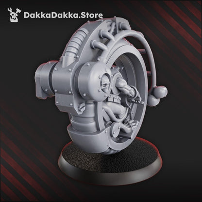 Tech Priests Bikers, proxy miniature, 28mm heroic scale unpainted resin, view 5