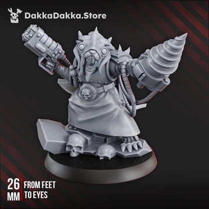 Tech Priests Shift Supervisor, proxy miniature, 28mm heroic scale unpainted resin, view 4