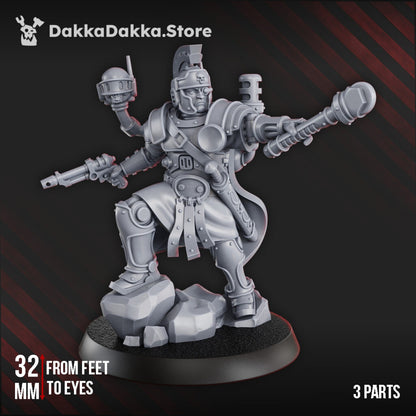 Tech Priests Centurio, proxy miniature, 28mm heroic scale unpainted resin, view 2