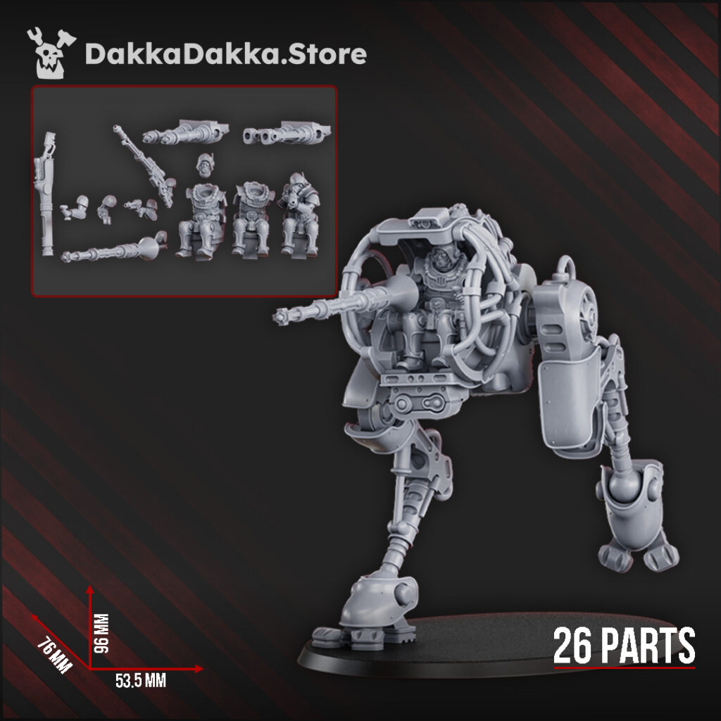 Tech Priests Cruranian Walker, proxy miniature, 28mm heroic scale unpainted resin