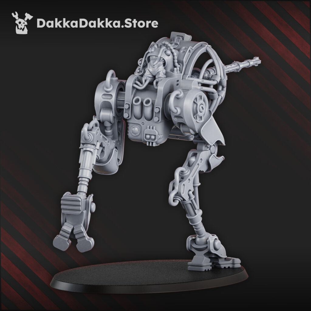 Tech Priests Cruranian Walker, proxy miniature, 28mm heroic scale unpainted resin, view 2