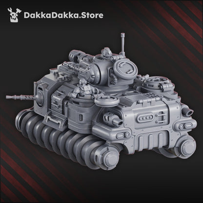 Tech Priests Hovercraft Tank Solpuga D-10, proxy miniature, 28mm heroic scale unpainted resin, view 3