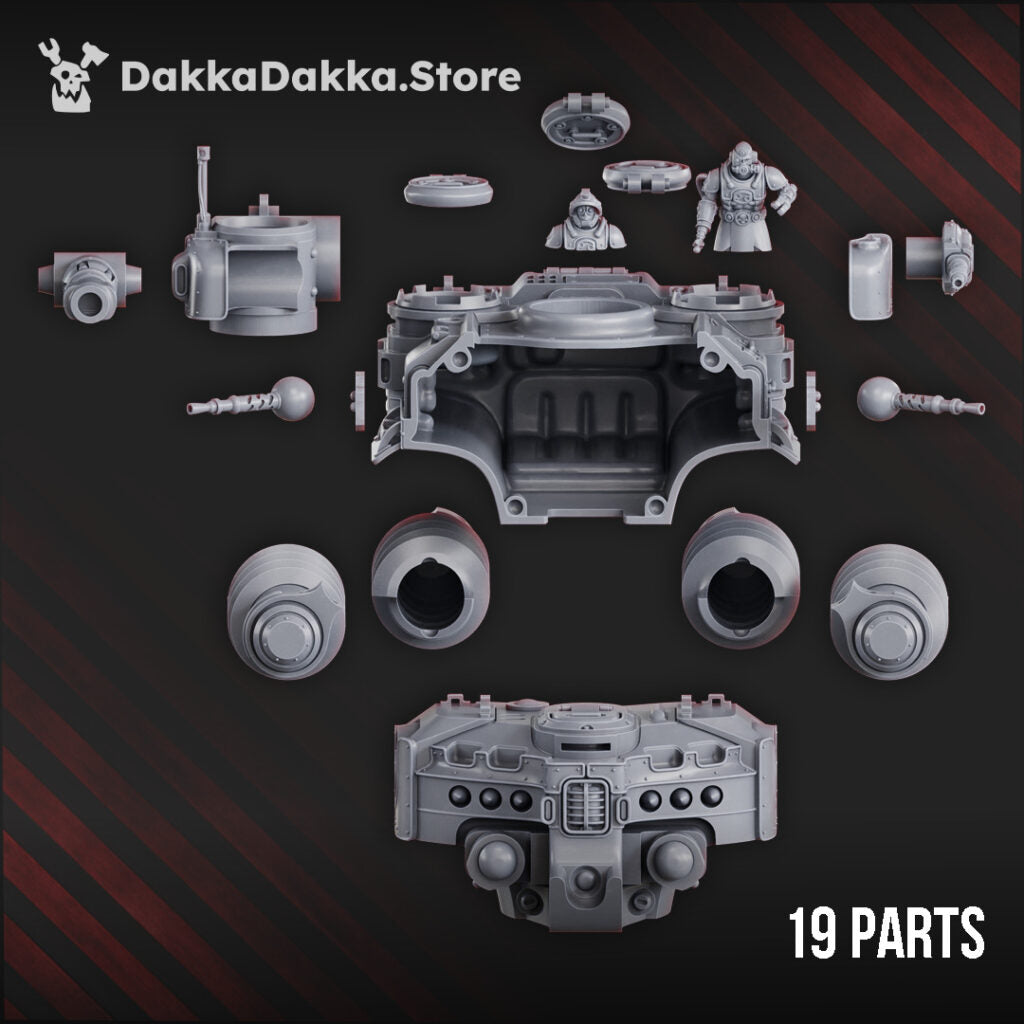 Tech Priests Hovercraft Tank Solpuga D-10, proxy miniature, 28mm heroic scale unpainted resin, view 4