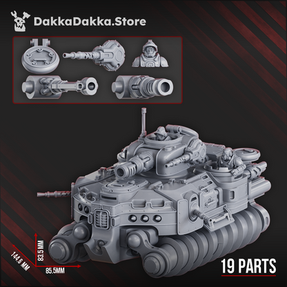 Tech Priests Hovercraft Tank Solpuga D-10, proxy miniature, 28mm heroic scale unpainted resin, view 6