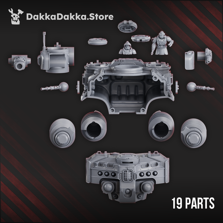 Tech Priests Hovercraft Tank Solpuga D-10, proxy miniature, 28mm heroic scale unpainted resin, view 8