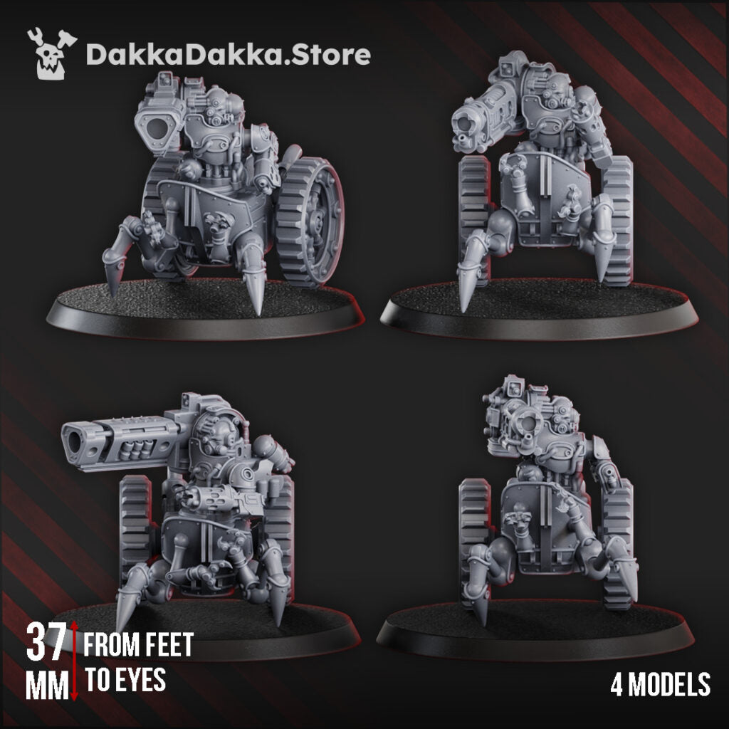 Tech Priests Light Mechtaurs Squad, proxy miniature, 28mm heroic scale unpainted resin, view 2