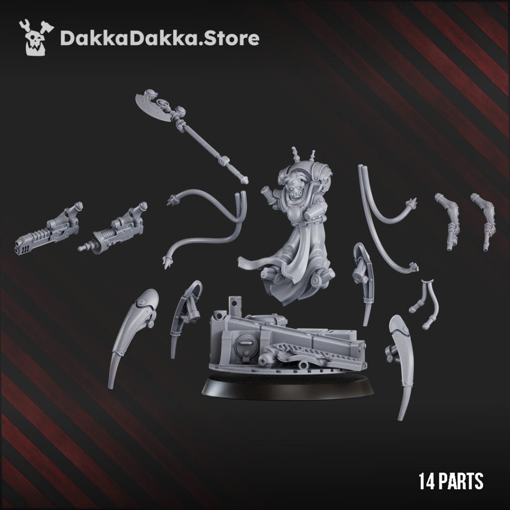Tech Priests Mechonarch Stravicus Kain, proxy miniature, 28mm heroic scale unpainted resin, view 4