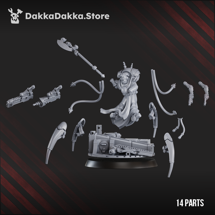 Tech Priests Mechonarch Stravicus Kain, proxy miniature, 28mm heroic scale unpainted resin, view 8