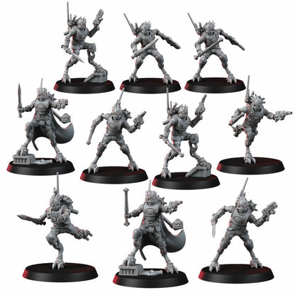 Tech Priests Persecutors Contrakeens Squad, proxy miniature, 28mm heroic scale unpainted resin