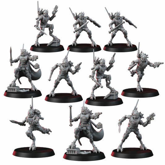 Tech Priests Persecutors Contrakeens Squad, proxy miniature, 28mm heroic scale unpainted resin