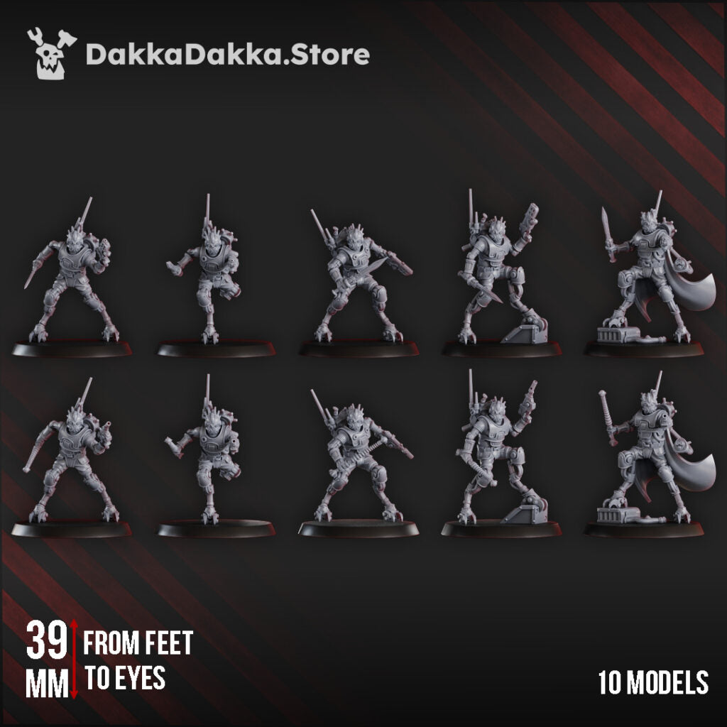 Tech Priests Persecutors Contrakeens Squad, proxy miniature, 28mm heroic scale unpainted resin, view 2