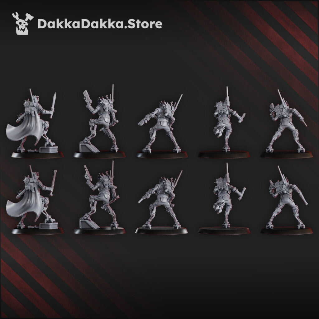 Tech Priests Persecutors Contrakeens Squad, proxy miniature, 28mm heroic scale unpainted resin, view 3