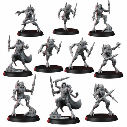 Tech Priests Persecutors Shredkeens Squad, proxy miniature, 28mm heroic scale unpainted resin