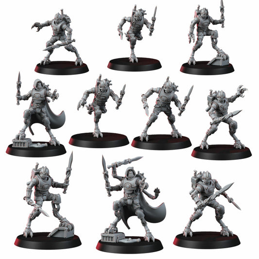 Tech Priests Persecutors Shredkeens Squad, proxy miniature, 28mm heroic scale unpainted resin