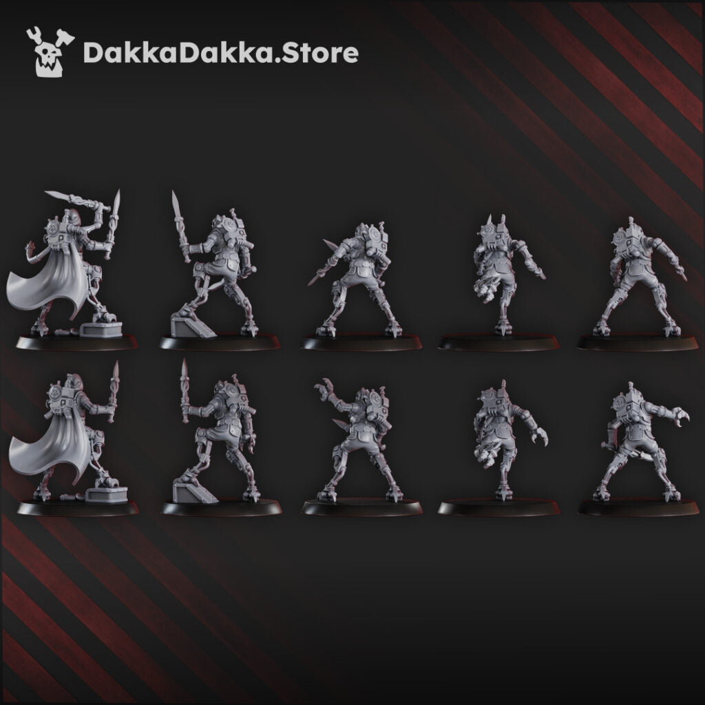 Tech Priests Persecutors Shredkeens Squad, proxy miniature, 28mm heroic scale unpainted resin, view 3