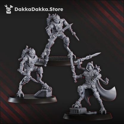 Tech Priests Persecutors Shredkeens Squad, proxy miniature, 28mm heroic scale unpainted resin, view 4
