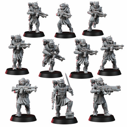 Tech Priests Satellitum Mechguards, proxy miniature, 28mm heroic scale unpainted resin