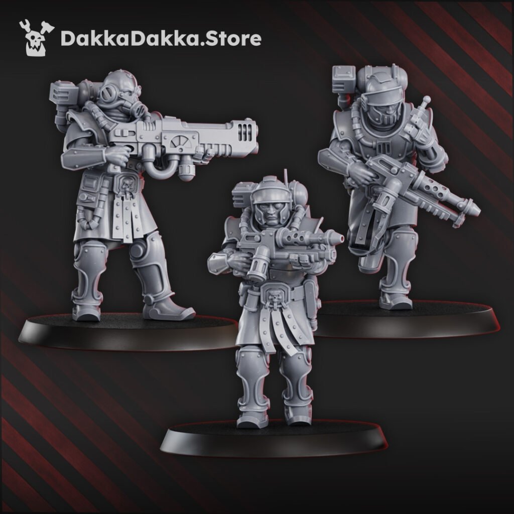 Tech Priests Satellitum Mechguards, proxy miniature, 28mm heroic scale unpainted resin, view 4