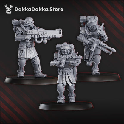 Tech Priests Satellitum Mechguards, proxy miniature, 28mm heroic scale unpainted resin, view 4
