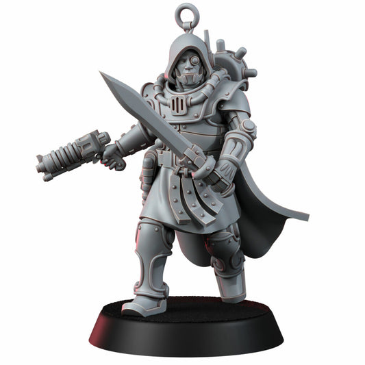 Tech Priests Satellitum Range Warrior, proxy miniature, infantry, 28mm heroic scale unpainted resin