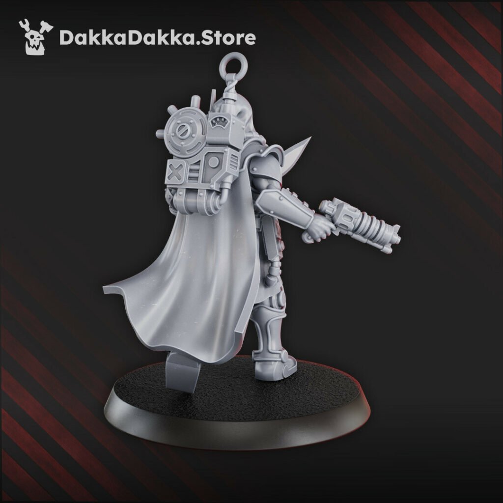 Tech Priests Satellitum Range Warrior, proxy miniature, infantry, 28mm heroic scale unpainted resin, view 5