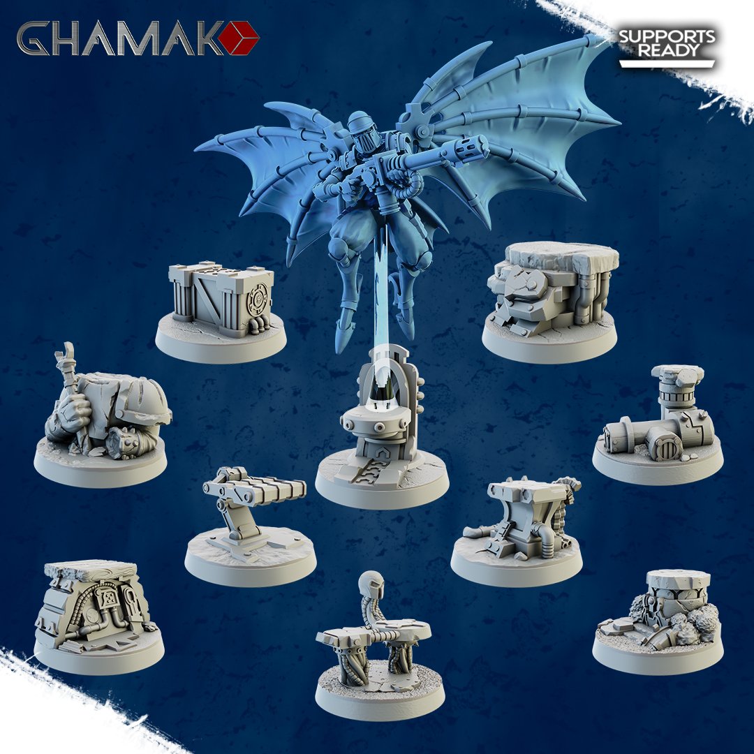 Tech Priests Cult Of Mars 32Mm Bases (10 Units), resin miniature bases, squad, 28mm heroic scale unpainted resin, view 2