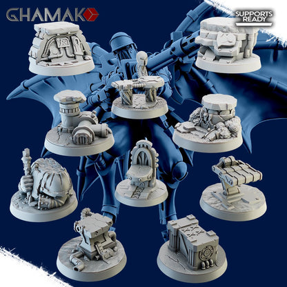 Tech Priests Cult Of Mars 32Mm Bases (10 Units), resin miniature bases, squad, 28mm heroic scale unpainted resin, view 3