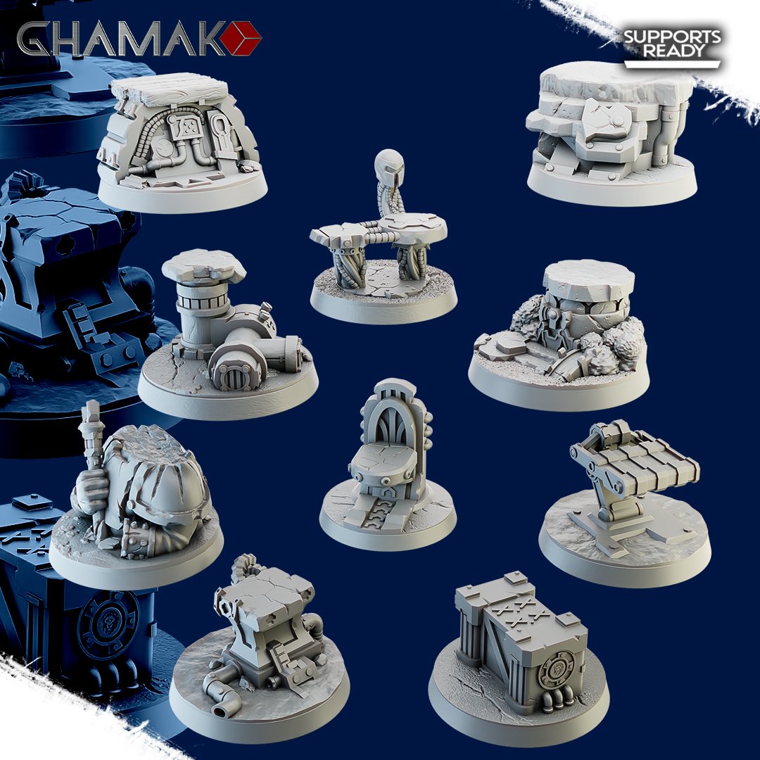 Tech Priests Cult Of Mars 32Mm Bases (10 Units), resin miniature bases, squad, 28mm heroic scale unpainted resin, view 4