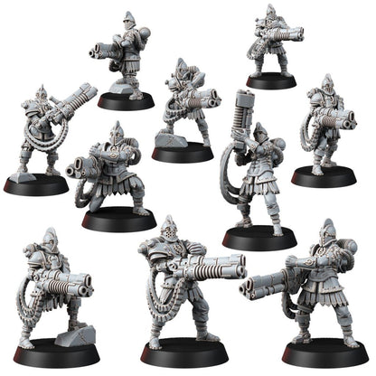 Tech Priests Cult Of Mars Covenants (10 Units), proxy miniature, squad, 28mm heroic scale unpainted resin